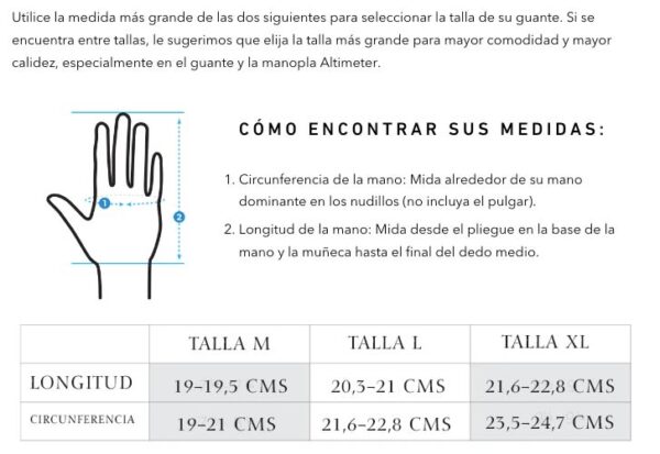 TALLA GUANTES STONE GLACIER